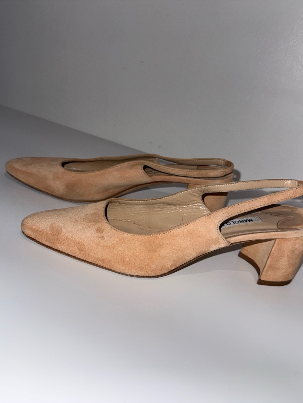 Manolo Blahnik Allurasa slingback block heels nude side 38.5 - Picture 4 of 11